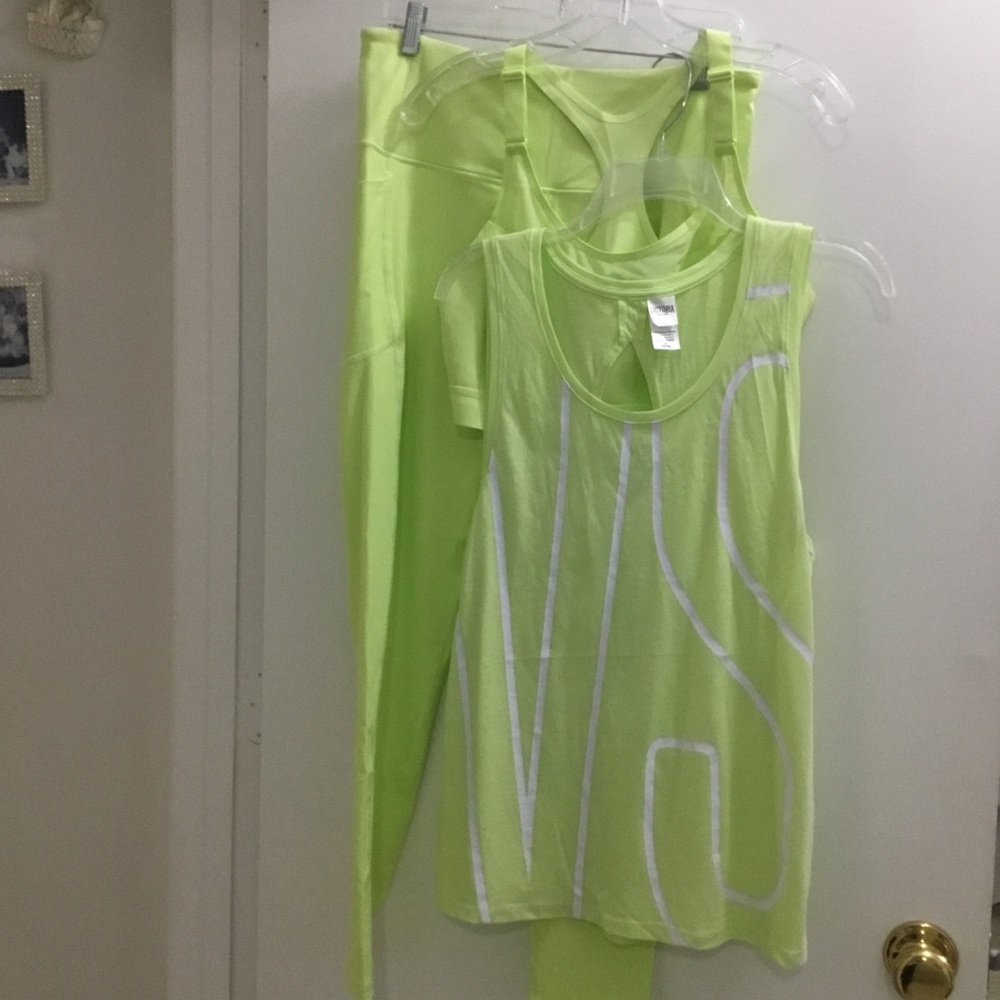 Victoria Secret 3 piece outfit in light lime green
